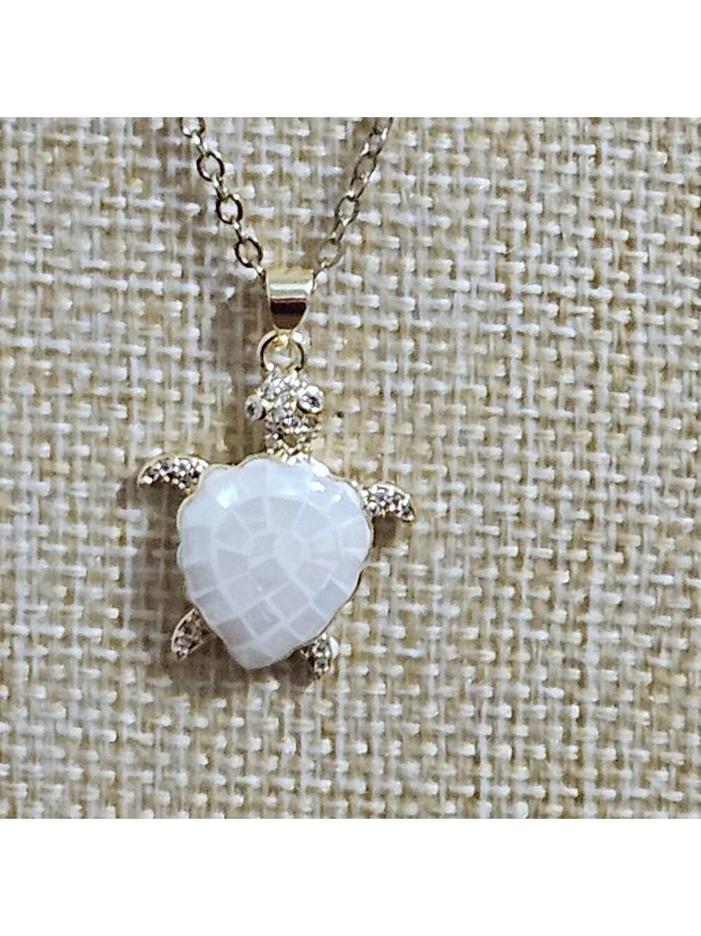 Cute White Sea Turtle Pendant  Necklace